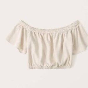 Abercrombie  Off Shoulder Linen Crop Top